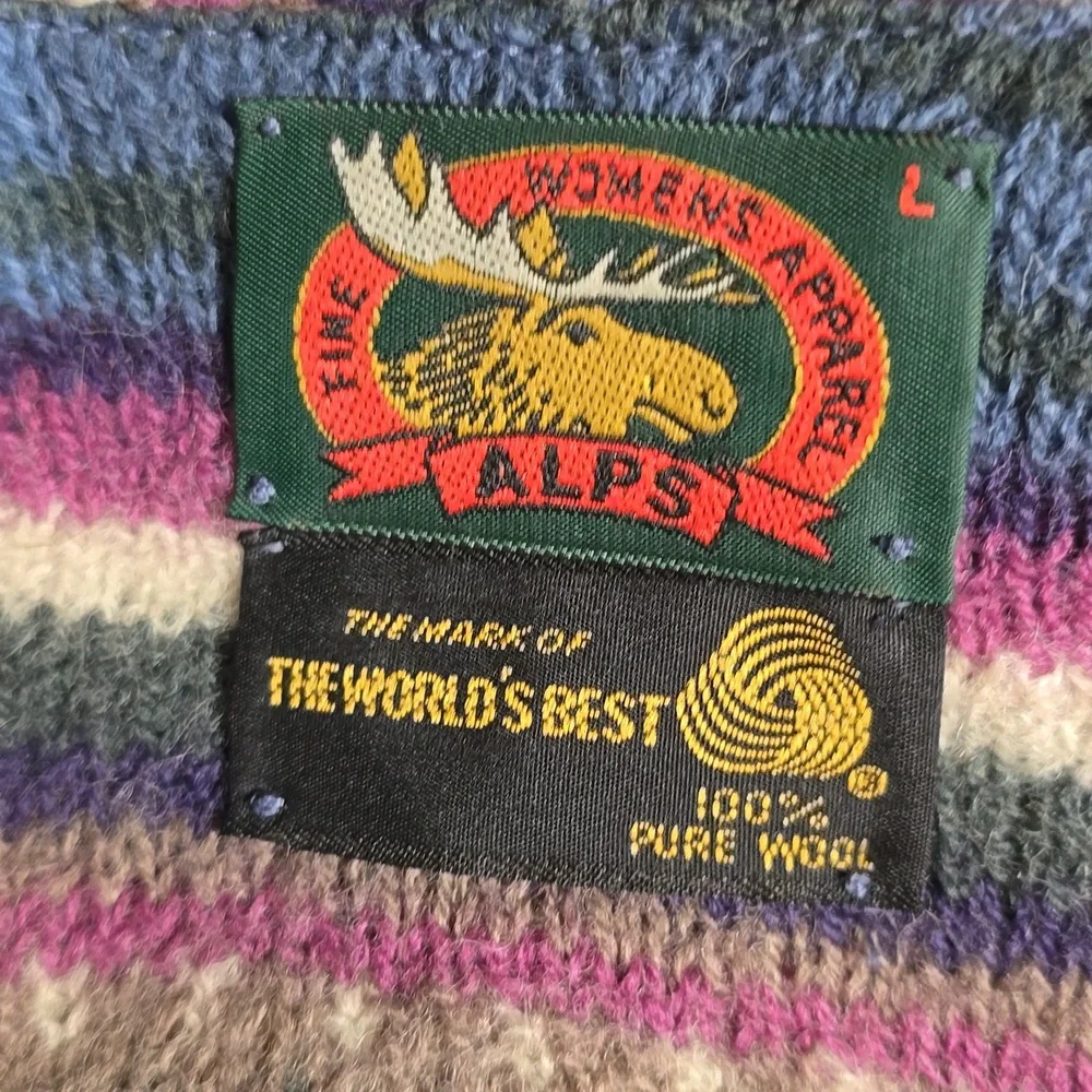 Alps Boiled Wool Blanket Cardigan Vintage Sweater Size Large